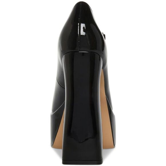 Madden Girl Womens Khloie Black Faux Leather Buckle Platform Heels Shoes New - Picture 3 of 3